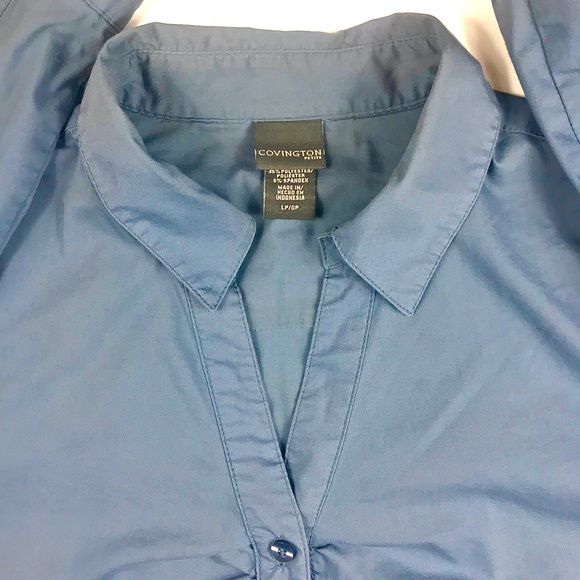 COVINGTON Petite B/D V-Neck Collared Blouse, LP/GP - Picture 2 of 8